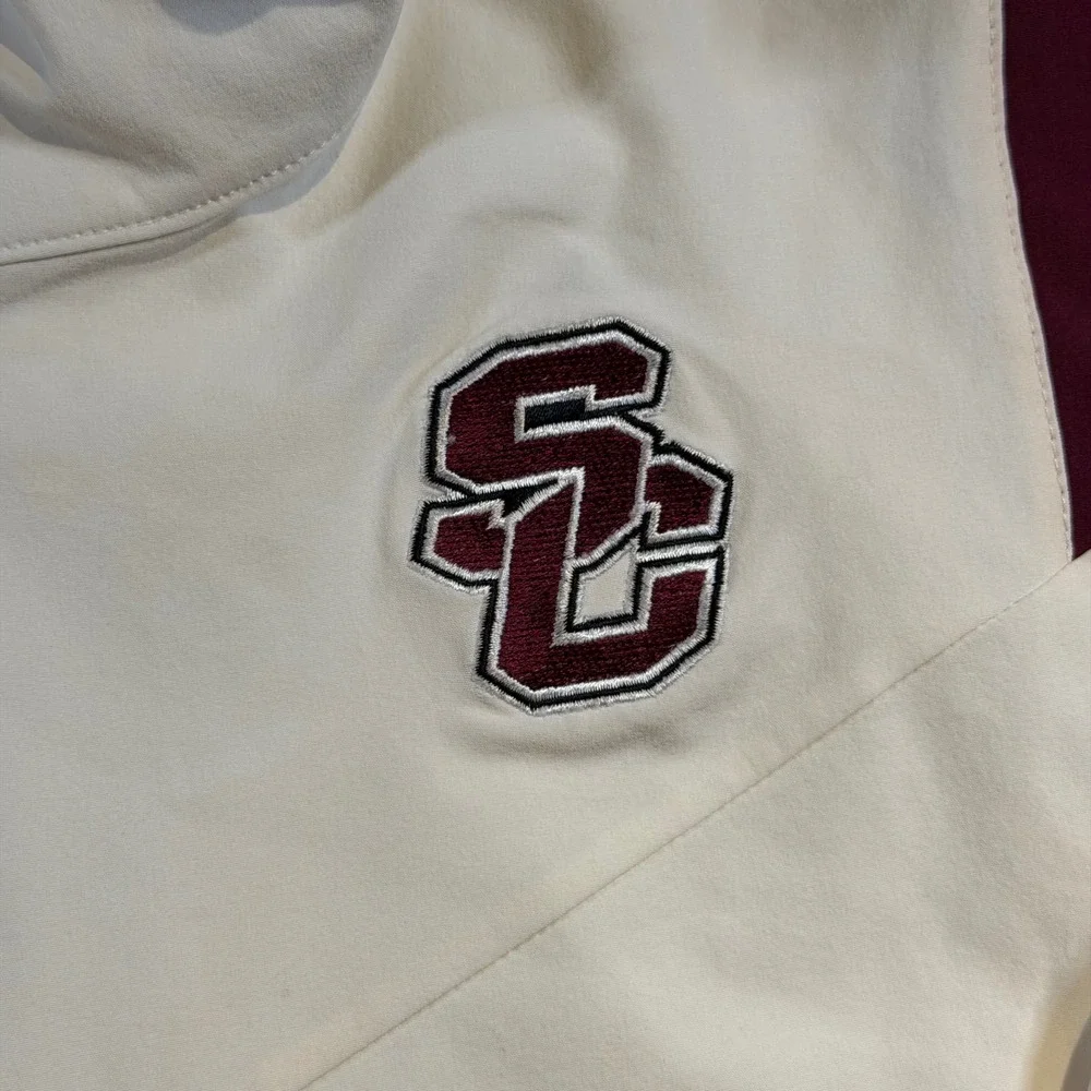Nike USC Trojans Mens XL Quarter Zip Windbreaker Jacket Cream Cardinal Red Logo
